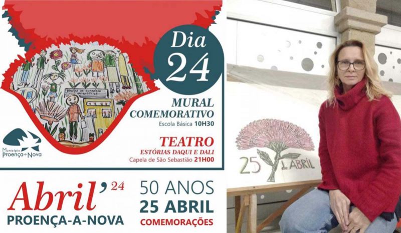 Proença-a-Nova: Escola inaugura mural de Rosário Bello comemorativo dos 50 anos do 25 de Abril