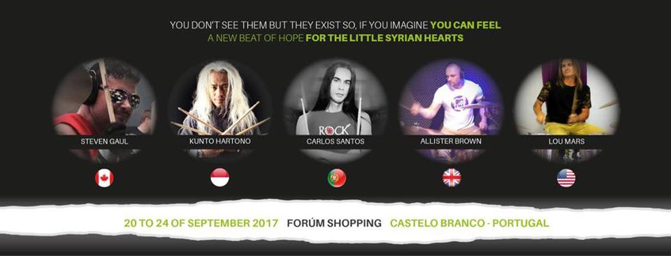 Castelo Branco: Começa hoje DRUM4SYRIA – 100 horas e 5 bateristas solidários por 15 milhões de crianças Sírias