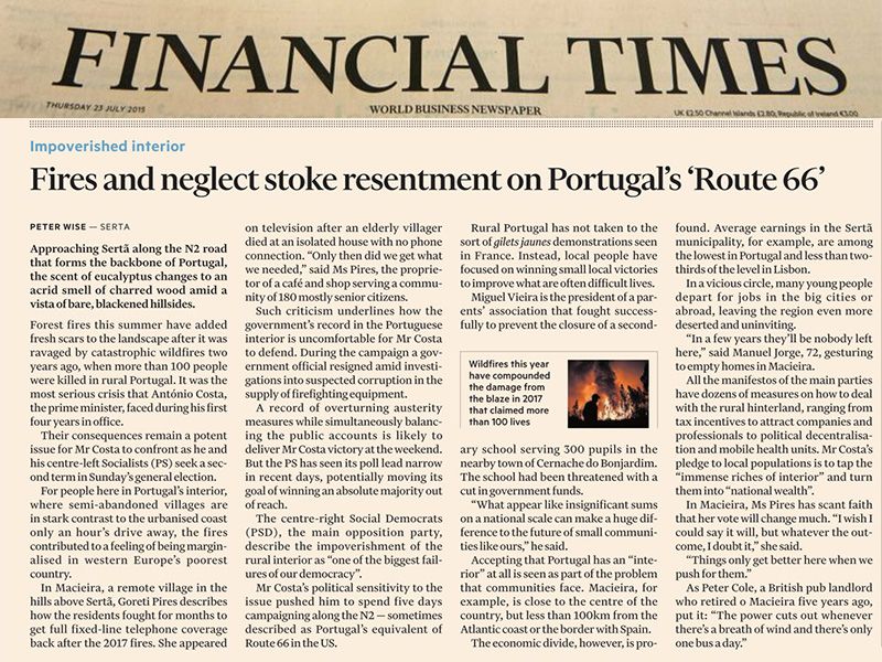 Sertã notícia do Financial Times