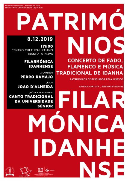 Idanha-a-Nova: Filarmónica Idanhense em concerto que junta “Patrimónios” UNESCO - Fado, Flamenco e Idanha - no CCR 