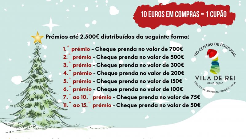 Sorteio de Natal arranca a 1 de Dezembro com 2.500€ de prémios em Vila de Rei