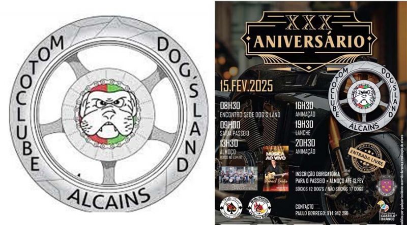 Castelo Branco: Motoclube Dog's Land de Alcains festeja 30 anos a 15 de Fevereiro