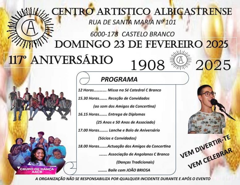 Centro Artístico Albicastrense celebra 117 anos com grande festa